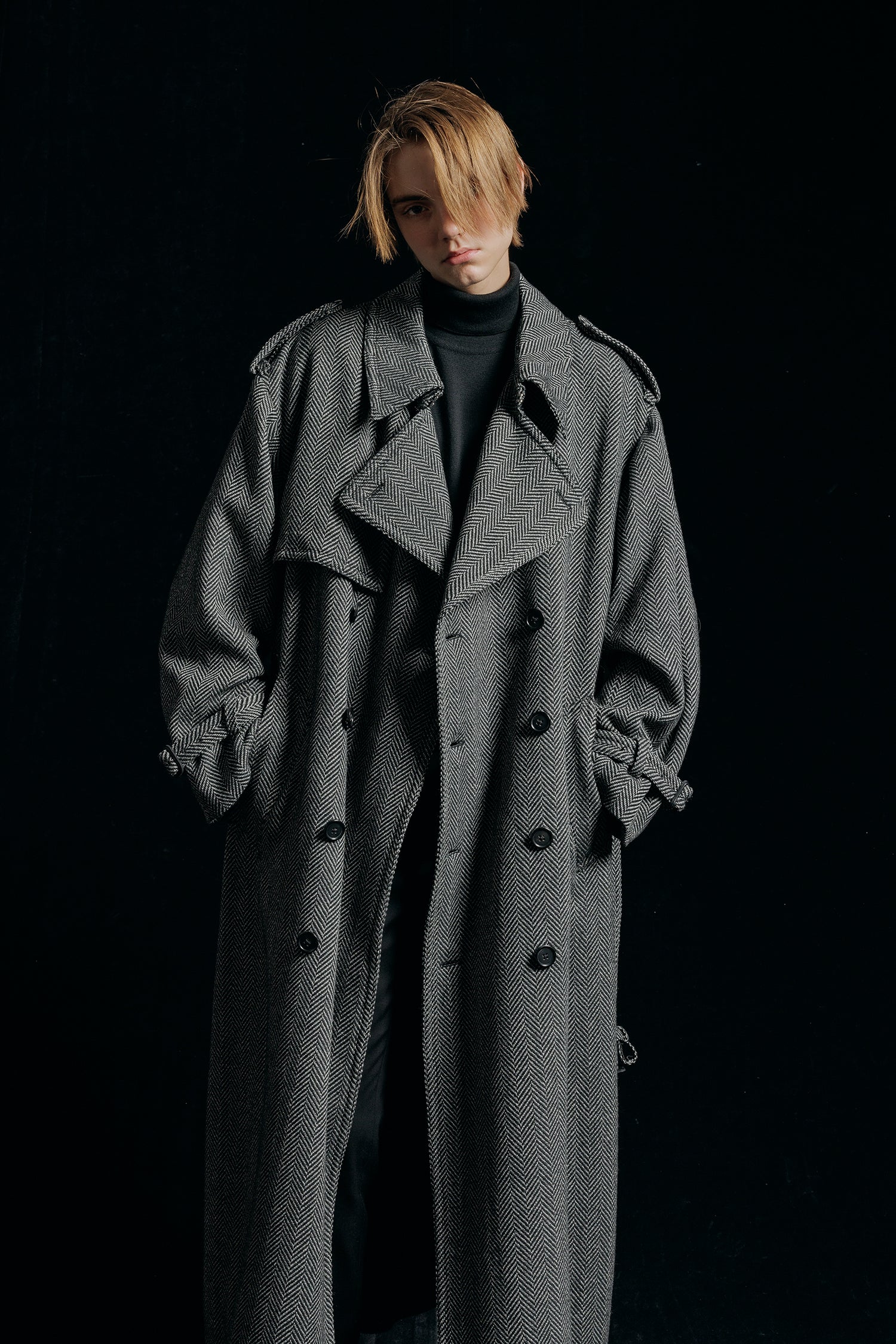 CERRUTI TWEED OVERSIZED MAXI TRENCH COAT [2025A/W] – LITHIUM
