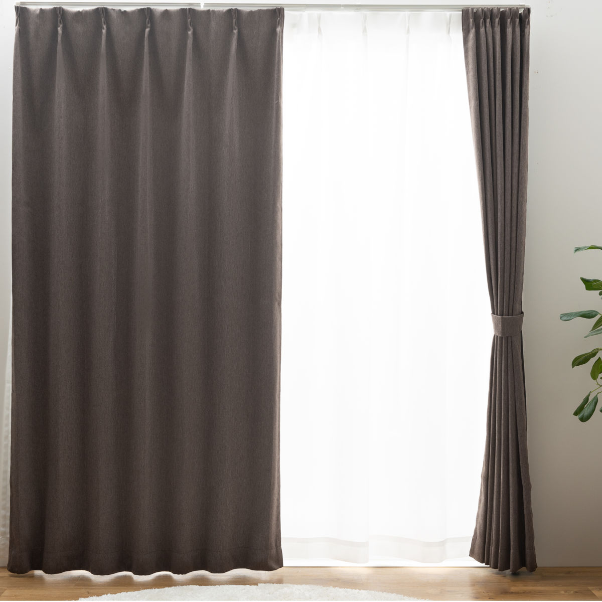 カーテン 2級遮光 形状記憶カーテン 幅100cm×丈105～200cm（2枚組