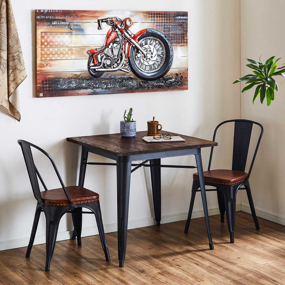 ダイニングテーブル 幅80cm 正方形 木製 スチール （ ダイニング