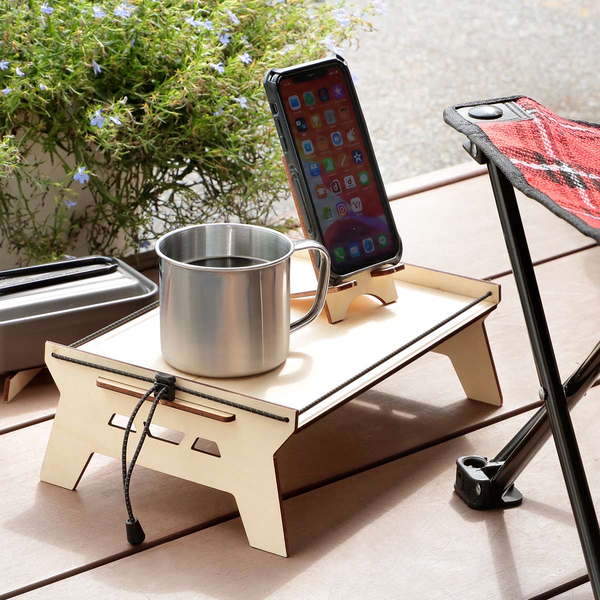 アウトドア ソロテーブル キット スマホスタンド 鍋敷き付き – ハウジー