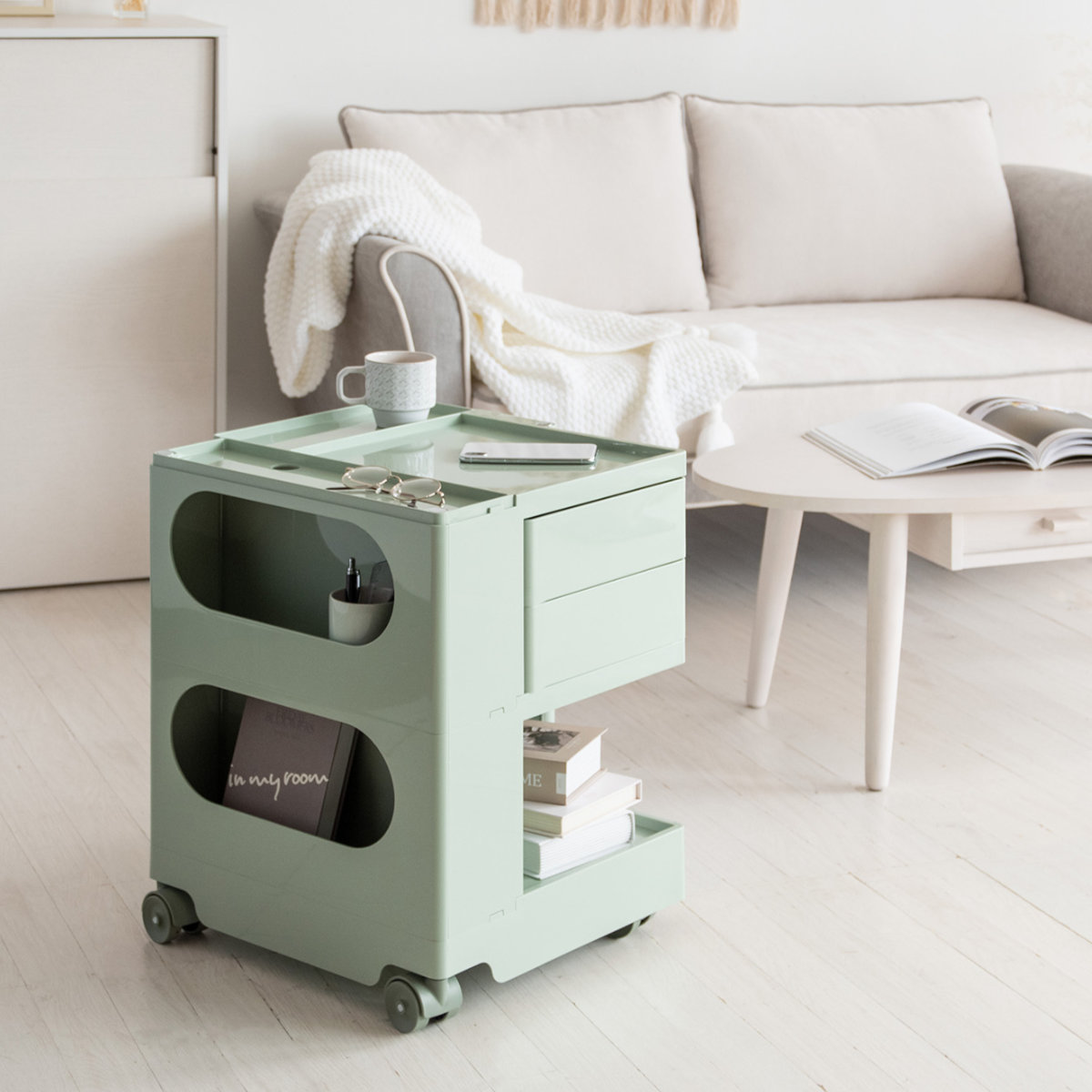 マルチワゴン 幅43cm Pluna（プルーナ）ロータイプ 四面収納 完成品