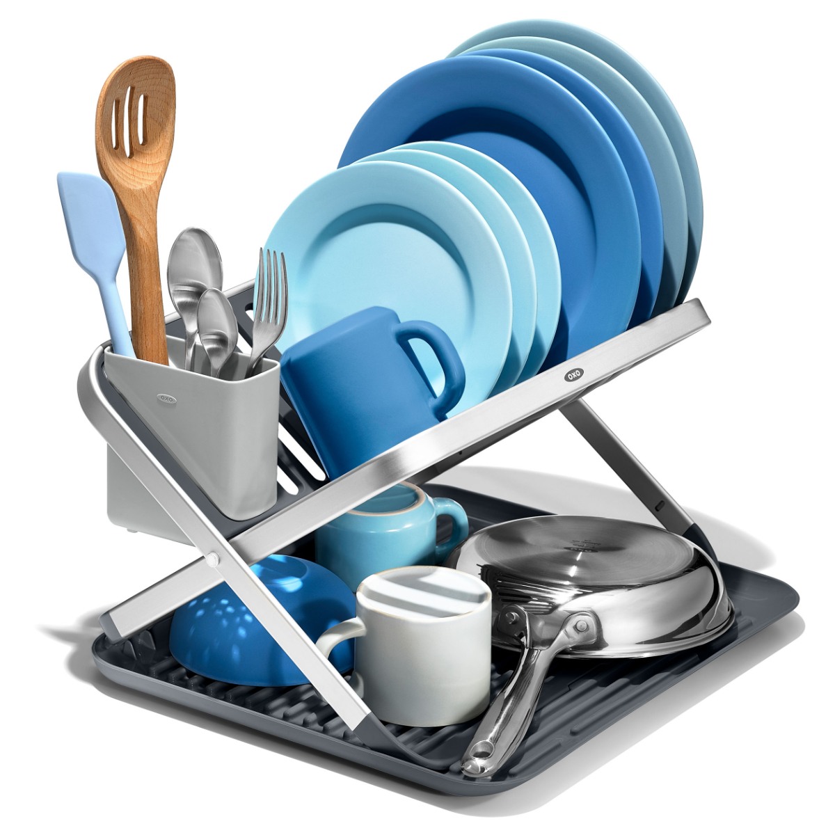 OXO 水切りラック フラットディッシュラック トレー付き ツール