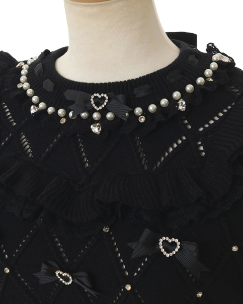 メニービジューリボンダイヤニットトップス ｜ LIZ LISA（リズリサ