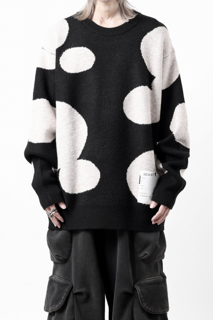 A.F ARTEFACT POLKA PATTERN KNIT TOPS (BLACK x BEIGE)の商品ページ