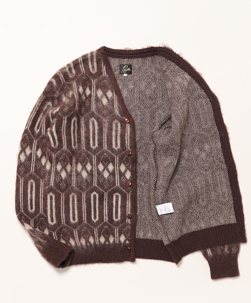 Mohair Cardigan - Geometric(L(MEN) Burgundy/バーガンディ): NEEDLES