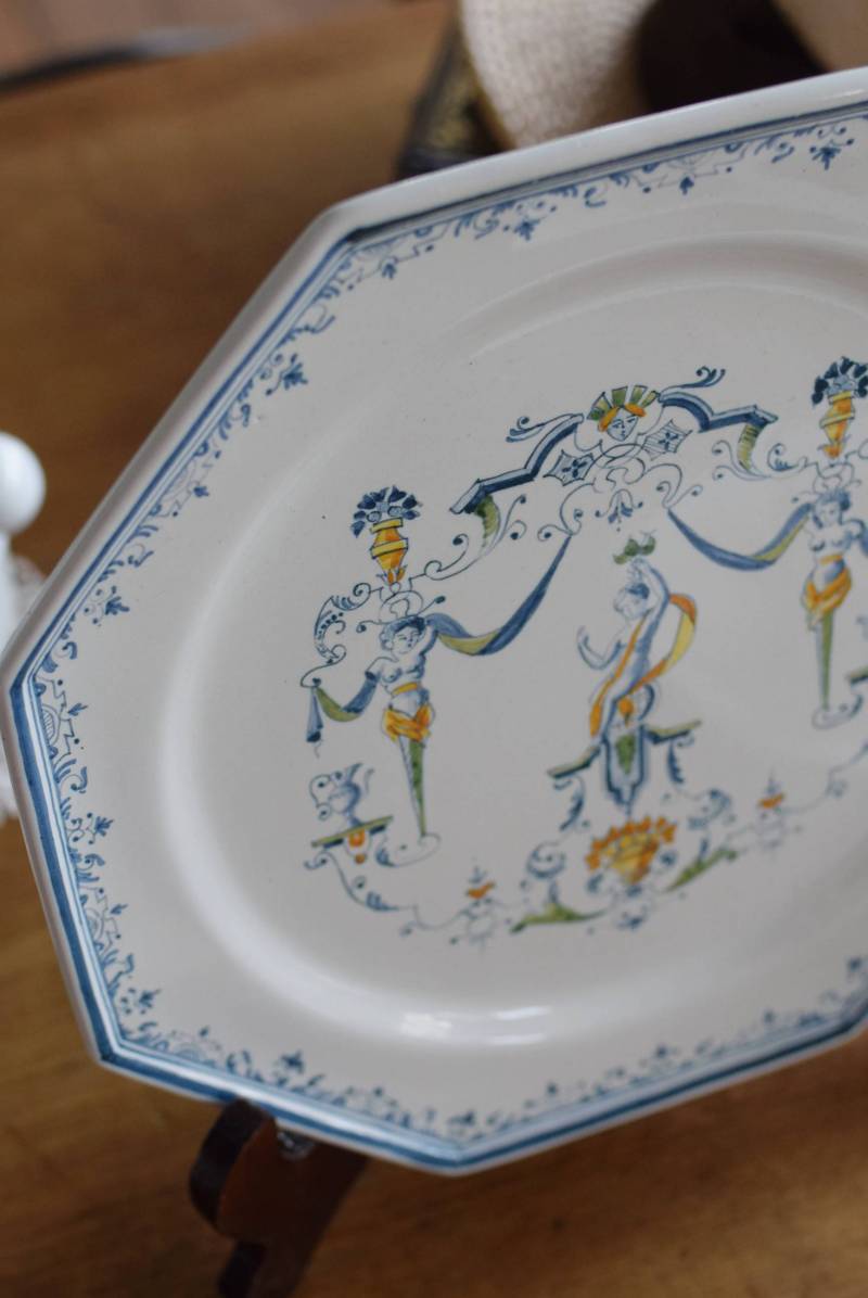 アンティークプレート.Moustiers ムスティエ ファイアンス焼 南仏