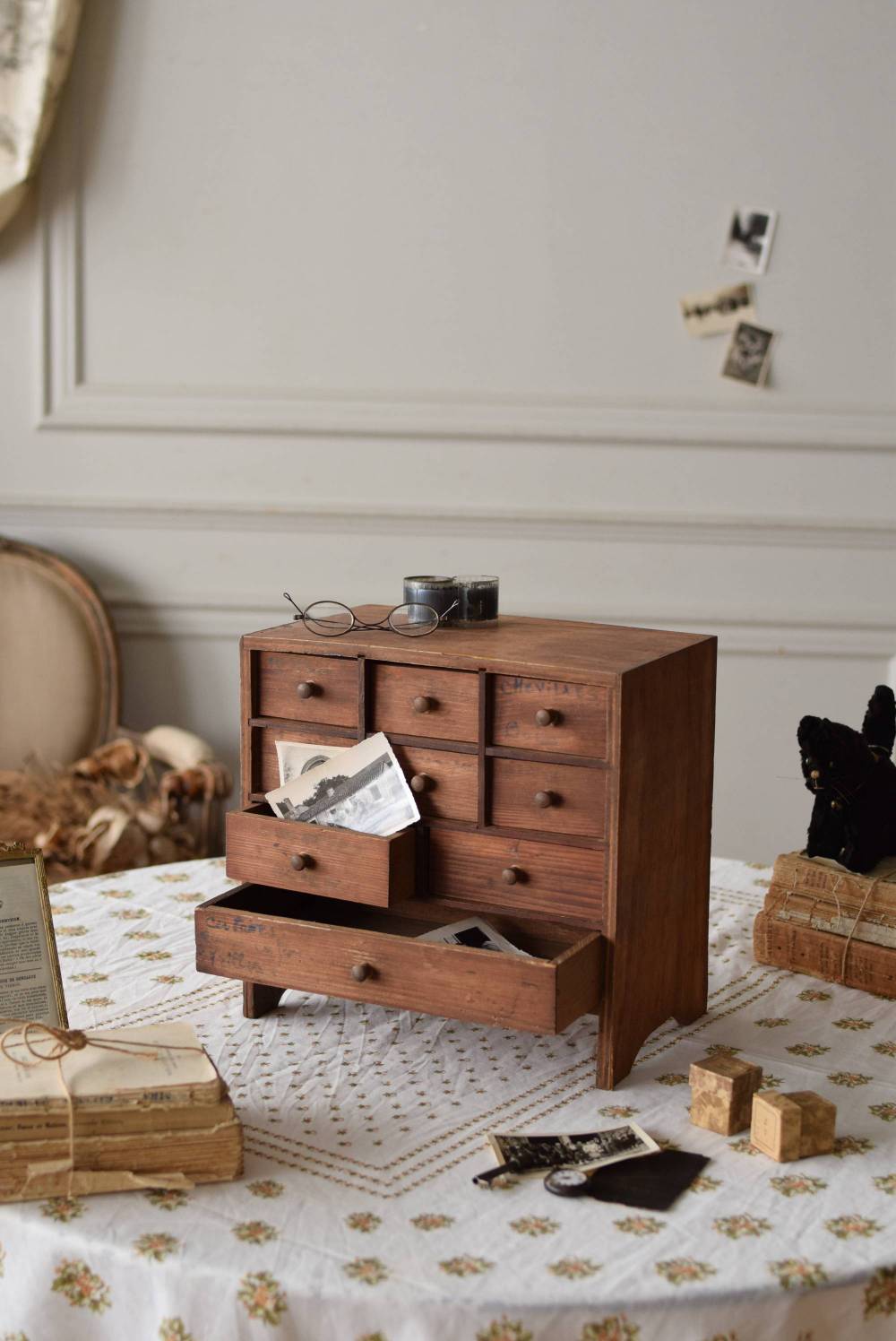 ミニドロワー フランスアンティーク家具 スモールチェスト 卓上家具