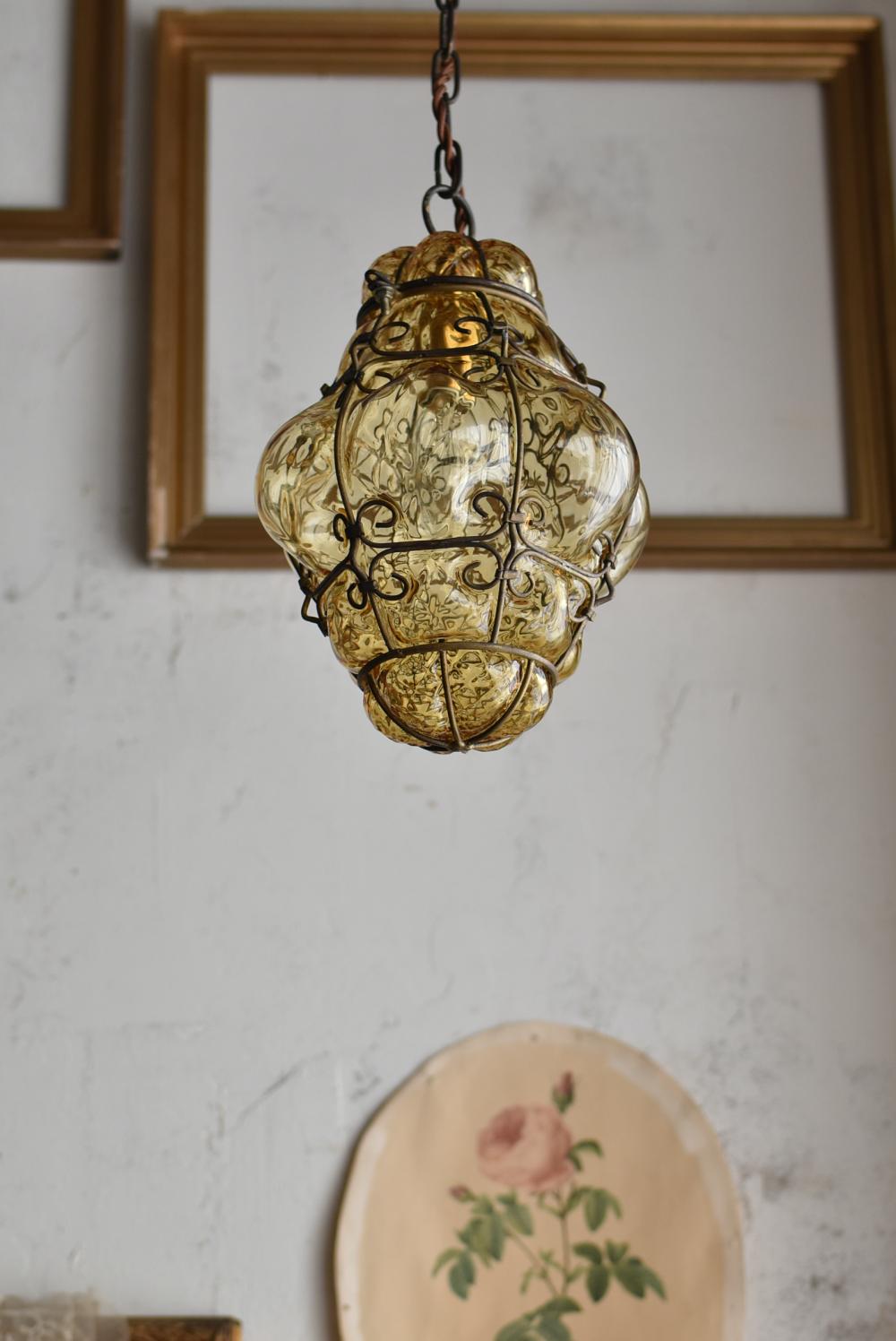フランスアンティーク照明 ムラーノガラスランプ.15 ペンダントランプ