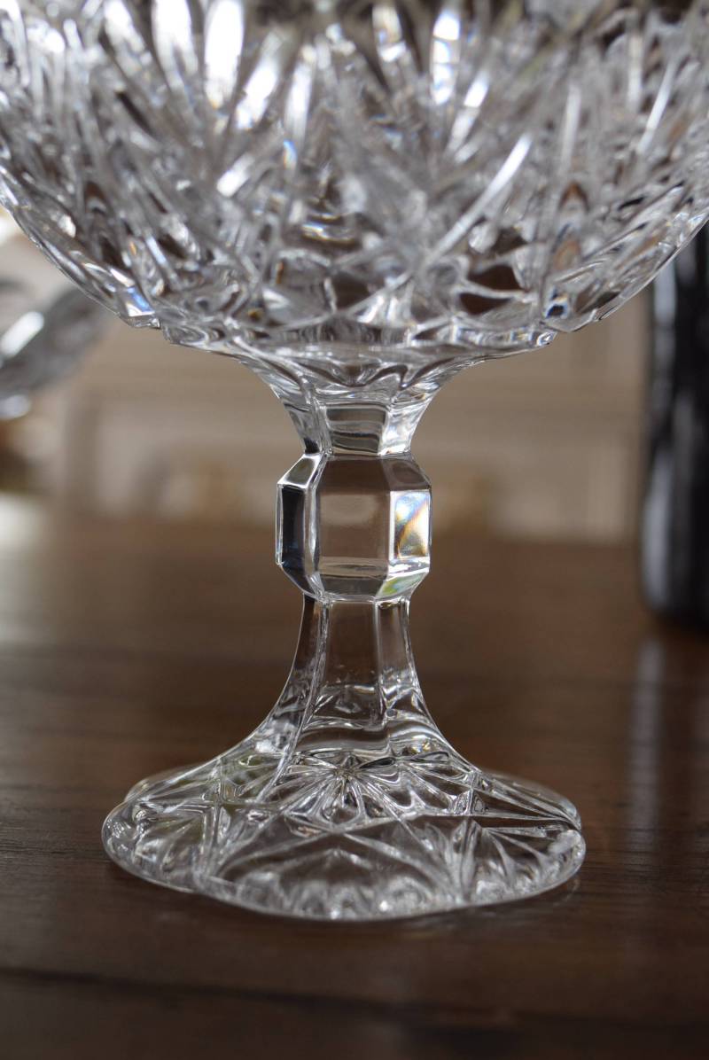 クリスタルガラスコンポート.2 ドイツ アンナヒュッテ,ディスプレイ雑貨