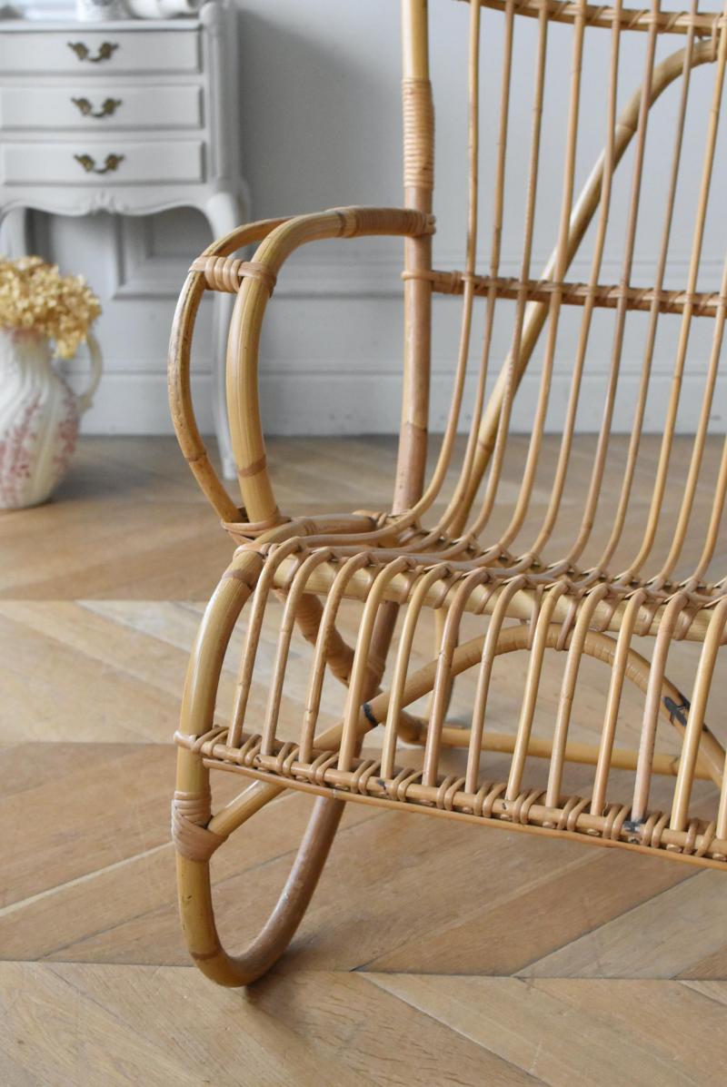 フランスアンティーク家具 ラタンハイバックチェア フレンチチェア