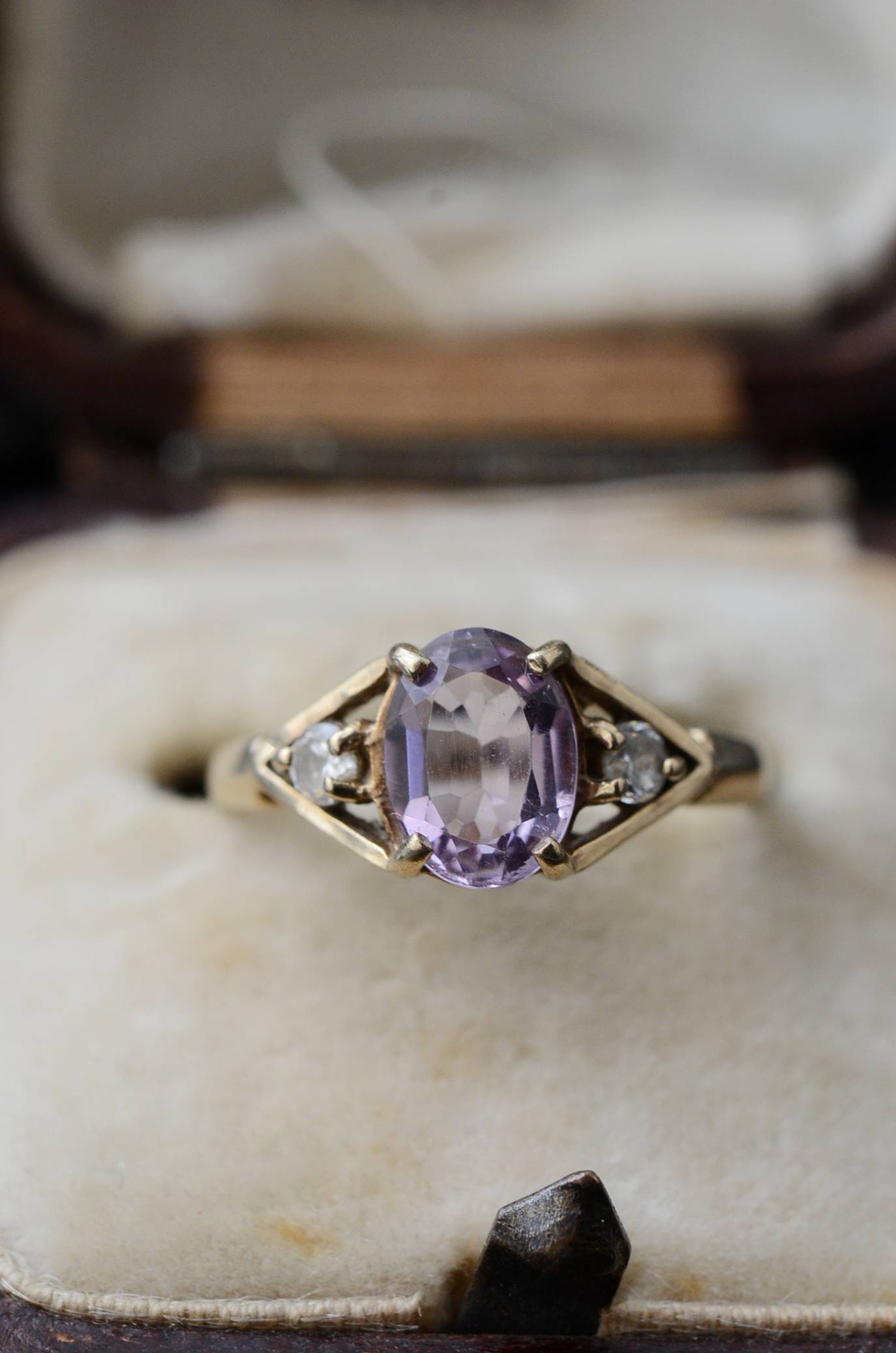 9K アメジストリング.7 イギリスヴィンテージジュエリー 指輪