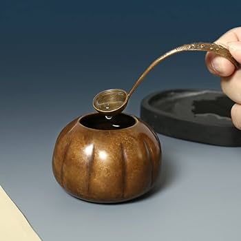 Amazon.co.jp: 書道用具 水盂 筆洗 水滴 水壺 時代物 純銅製 置物 書道