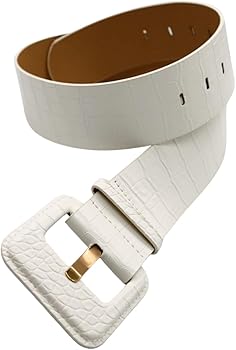 Women White Wide Fashion Belt - Hip Waist Faux Leather Band Hip