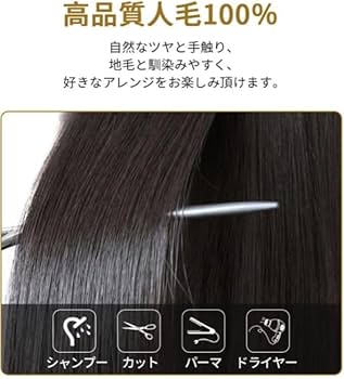 Amazon.co.jp: Wig Terrace 人毛100% 部分ウィッグ 広範囲人工スキン