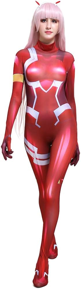 Amazon | Miccostumes 女性 コスプレ 衣装 レッド ボディスーツ プラグ