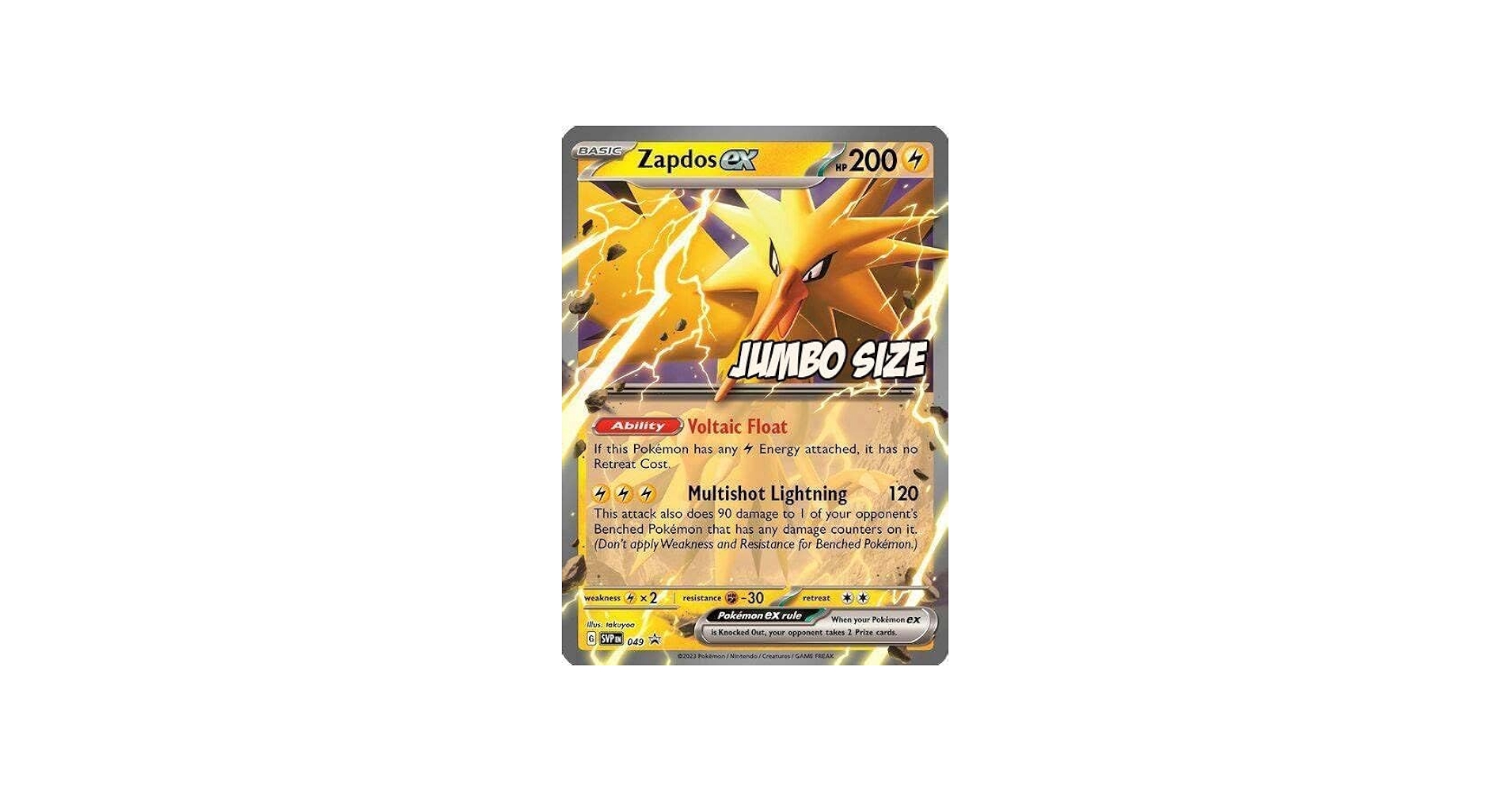Amazon.com: Pokemon - Jumbo Card - Zapdos ex SVP 049 - Pokemon 151