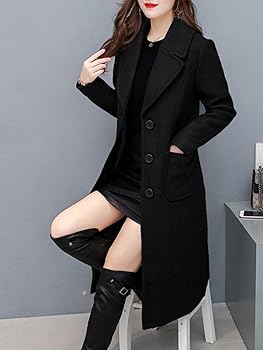 Amazon.com: Hacikis Womens Elegant Wool Blend Peacoat Notch Lapel