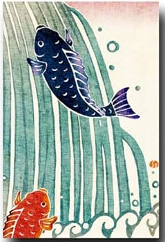 Amazon | 和風イラスト ポストカード 染絵風 「鯉の滝登り」 端午の
