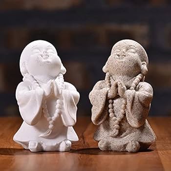Amazon.co.jp: TBCML 弥勒仏像かわいい僧侶の像砂岩工芸品素敵な置物の