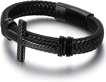 Amazon.com: Braided Leather Wrap Bracelet For Men Gold Plated
