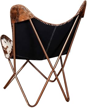 Amazon.co.jp: vidaXL バタフライチェア ブラウン&ホワイト 本牛革