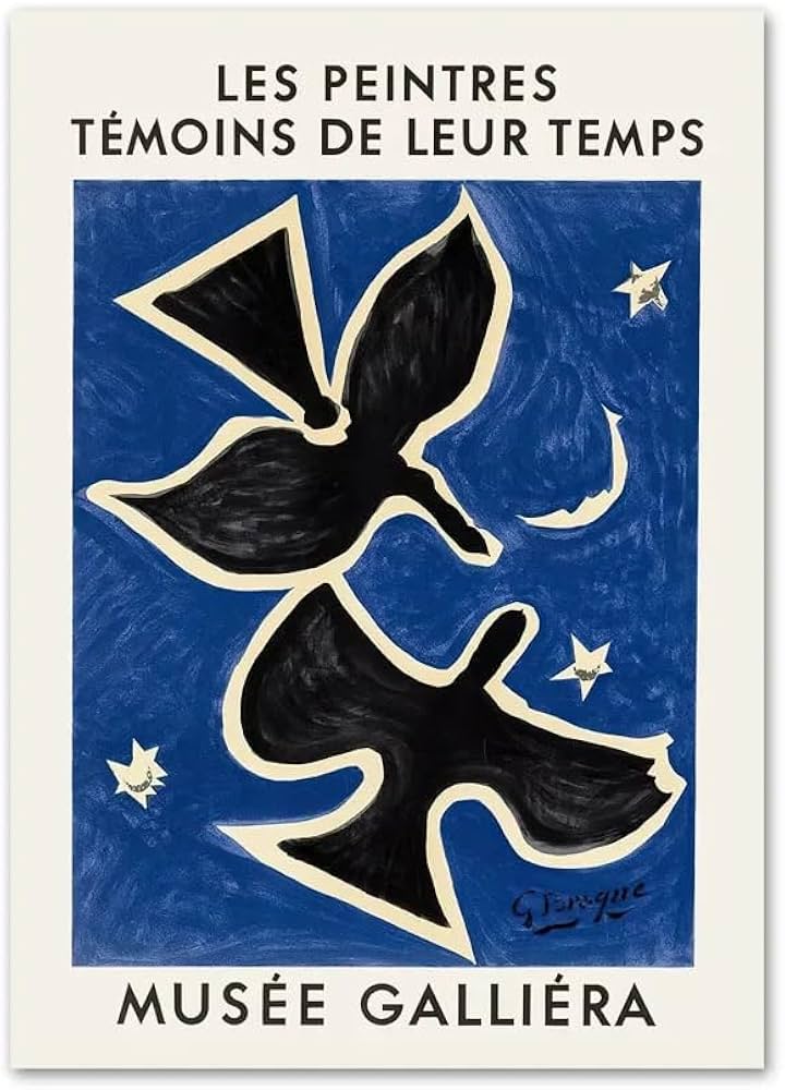 Amazon.co.jp: DYNOMR XYBEMJ ジョルジュ ブラック 展覧会 ポスター 青