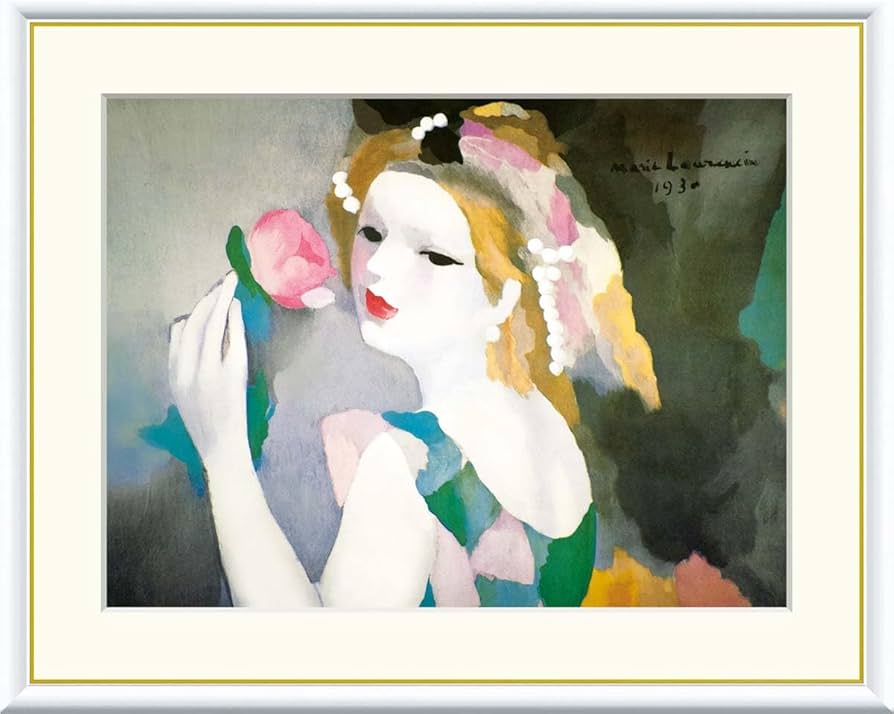 Amazon.co.jp: 10年保証 絵画 版画 バラの女 マリー・ローランサン 手