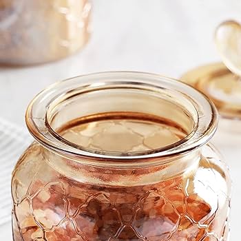 Amazon.co.jp: 3個セット キッチン収納キャニスター 雨粒模様 ガラス製