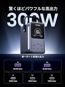 Amazon | UGREEN Nexode モバイルバッテリー (48000mAh・300W) 5ポート