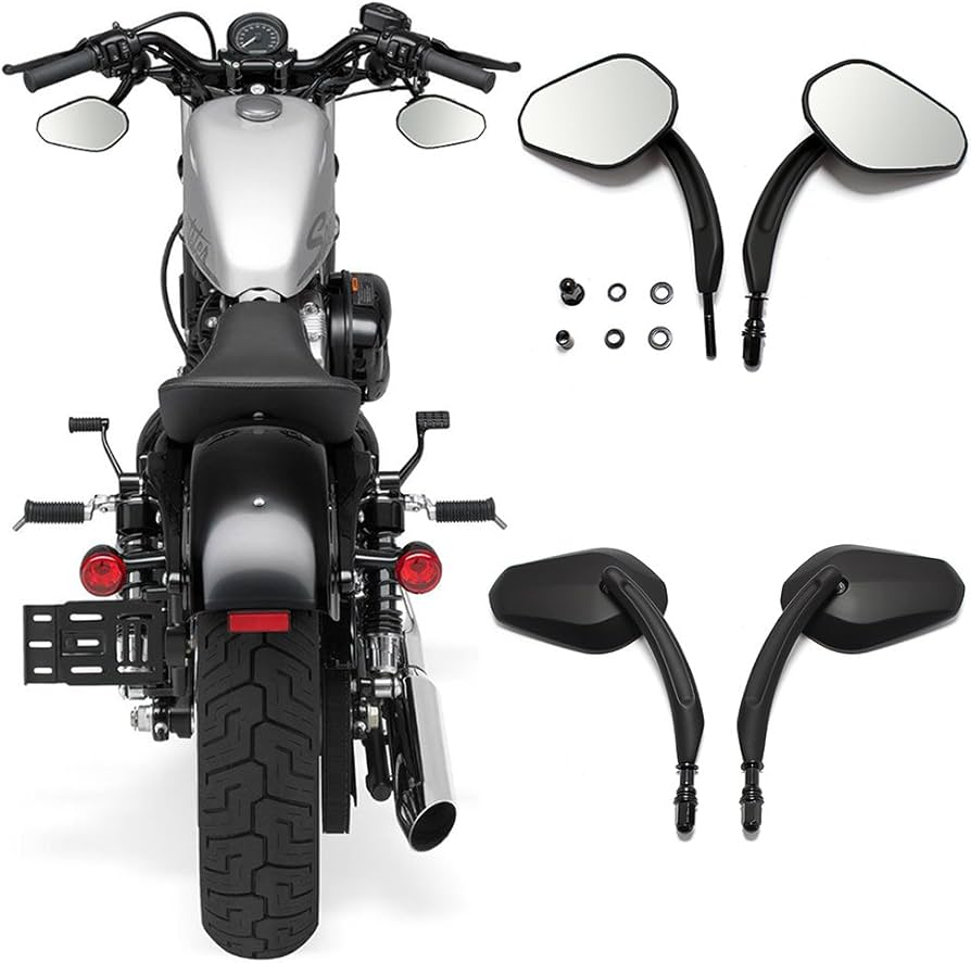 Amazon | ハーレー バイクミラー アルミ製 ブラック 8mm正ネジ 左右