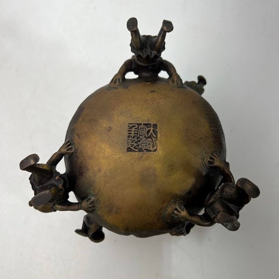 Amazon｜中国 大明宣徳年製 香炉 香道具 銅 1.7kg 置物 工芸 骨董