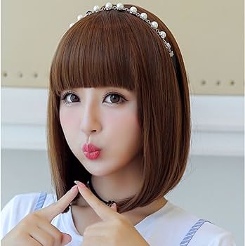 Amazon.co.jp: LESUN ウィッグ ぱっつん フルウィッグ ストレート ボブ