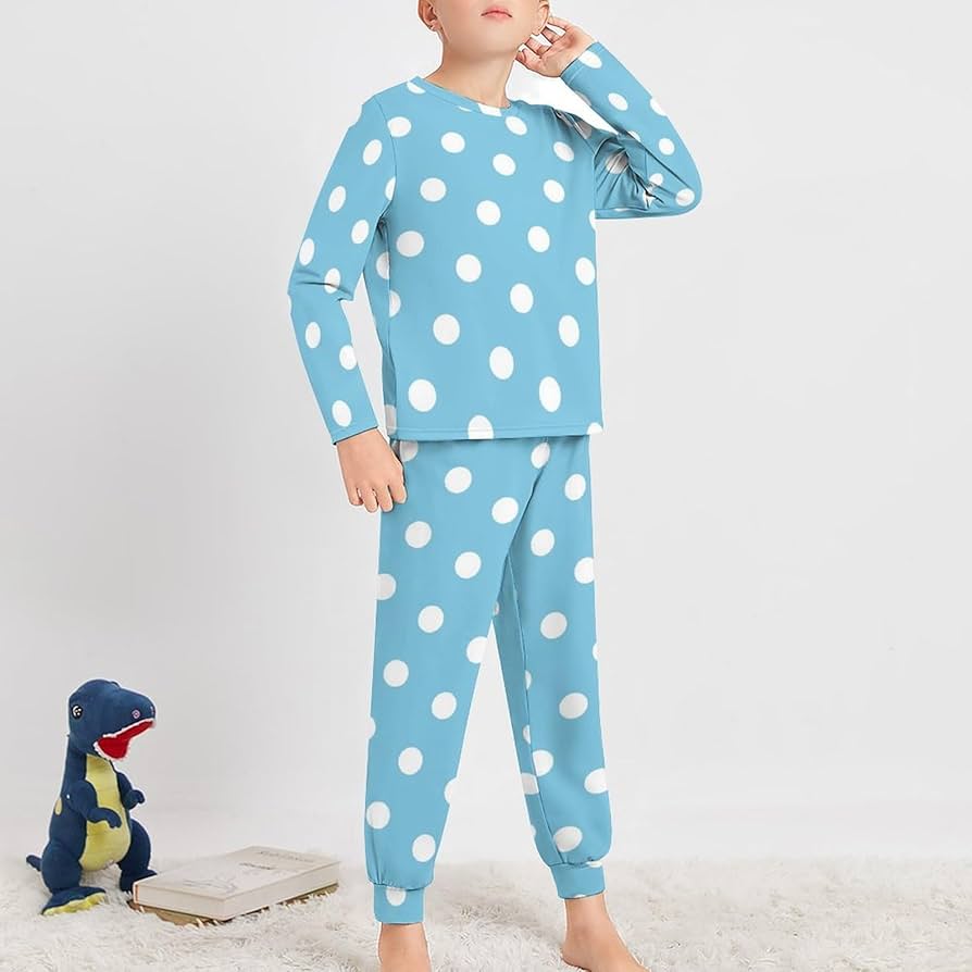 Amazon.co.jp: 子供服 パジャマ 水色 ブルー ドット柄 水玉 ボーイズ