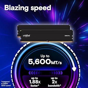 Crucial Pro 48GB DDR5 RAM Kit (2x24GB), 5600MHz (or 5200MHz or