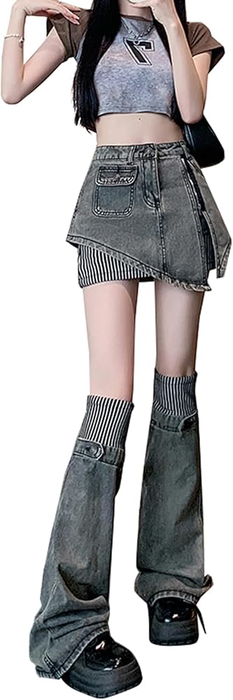 Amazon.co.jp: [JIYUTOR] デニムスカート ミニスカート レッグ