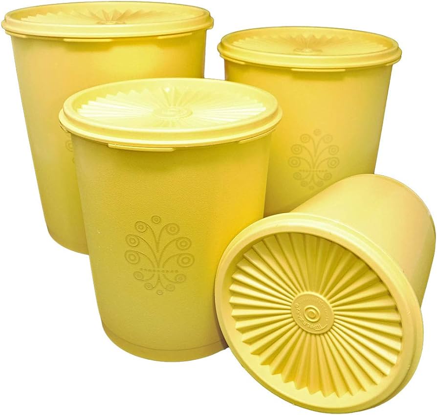 Amazon.com | Set of 4 Tupperware Daffodil Yellow Servalier