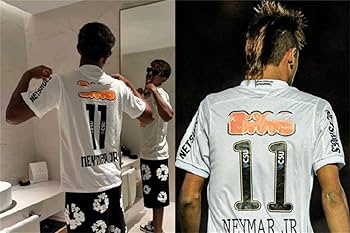 Amazon | レトロ 12-13 サントス 11番 ネイマール 半袖Tシャツ 記念版