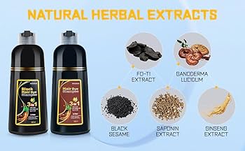 Buy 3-in-1 Black Hair Shampoo, Natural Hair Colour Treatment, 500