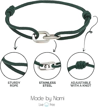 Amazon | Nami Nautical ブレスレット メンズ 調節可能 防水 ロープ