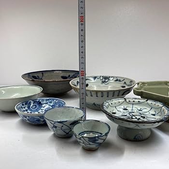 中国清朝時代 古染付レンゲ、鉢5客 東Y7-1022☆2Fタニチ