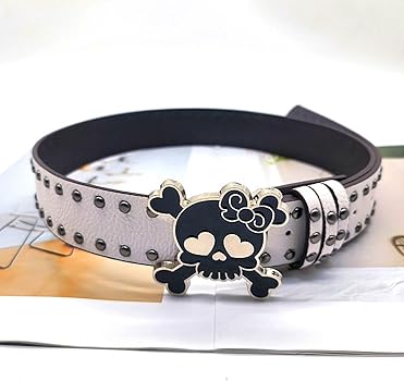 ZHIZHOUNEY Skull Buckle PU Belt For Women 2000s Subcultures Rivets