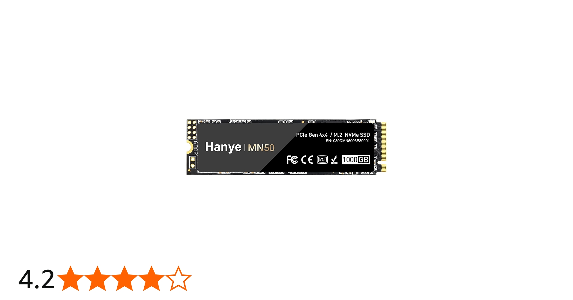 Amazon | Hanye SSD 1TB PCIe Gen4x4 M.2 NVMe 2280 R:4900MB/s W