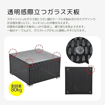 Amazon.co.jp: ガーデンファニチャー 4点 収納付き ガーデン