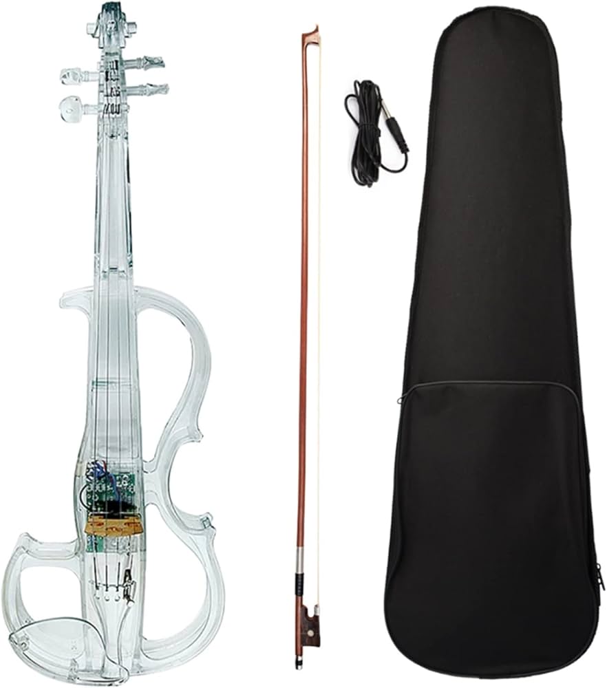 Amazon.co.jp: バイオリン 初心者 4/4 エレキバイオリン透明ボディ Led