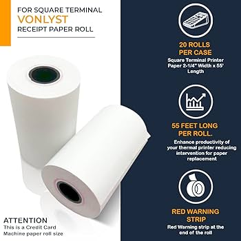 Amazon.co.jp: レシートペーパーロール スクエアターミナルクレジット
