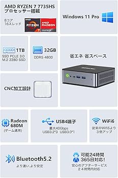 Amazon.co.jp: GMKtec ミニpc AMD Ryzen 7 7735HS Windows 11 Pro mini