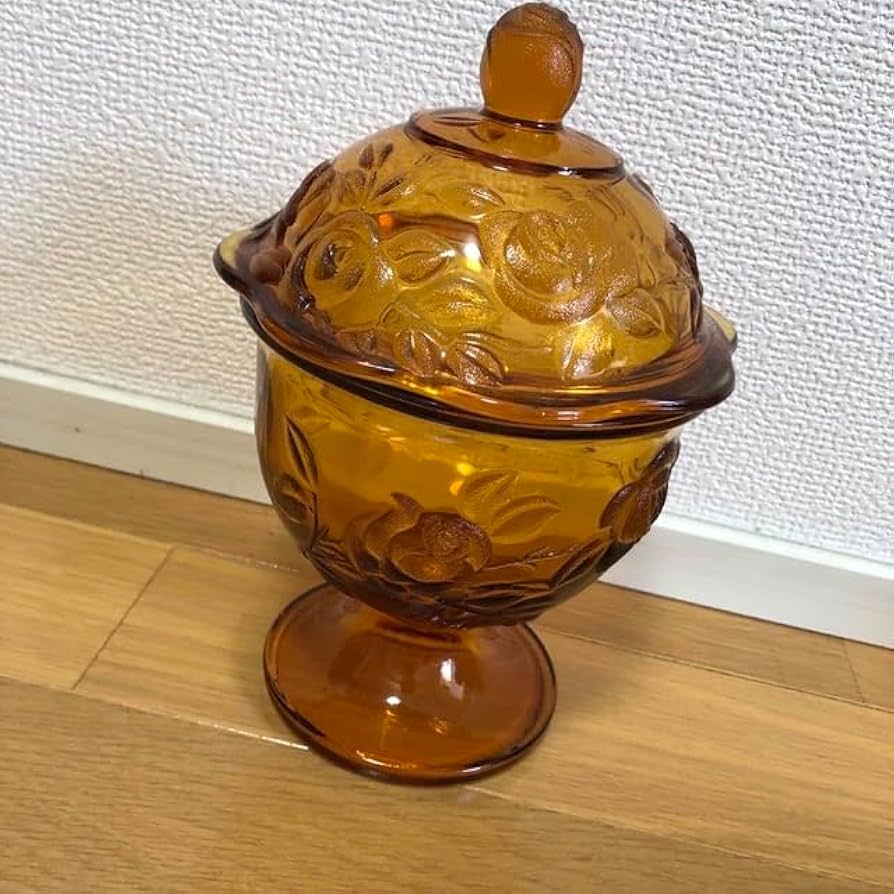 1800年代 欧州アンティーク 青被せ ダイヤ模様 ガラス瓶 キャンディ