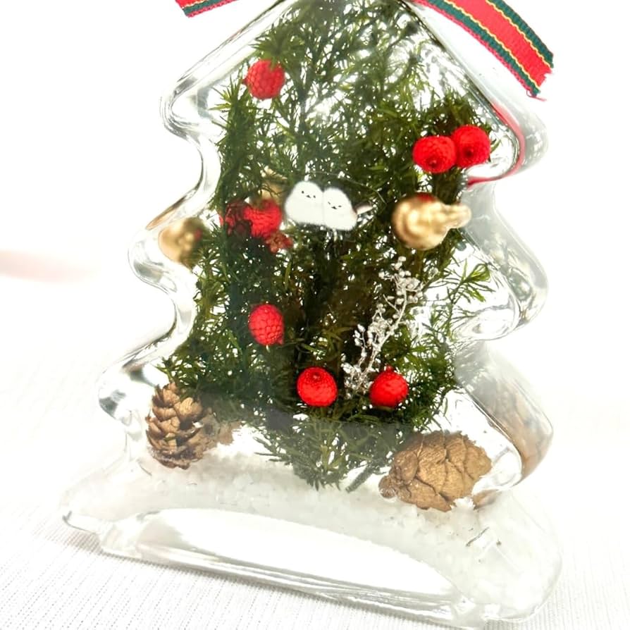 Amazon｜Lulu's ルルズ シマエナガ ツリー ハーバリウム クリスマス