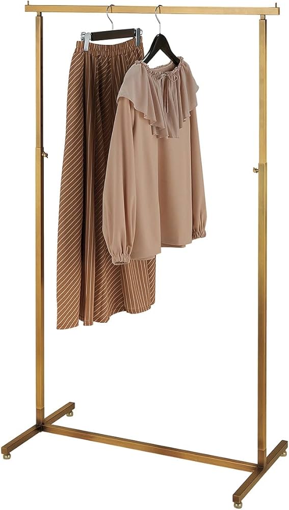 Amazon｜ハンガーラック アンティーク ゴールド 角パイプ W90cm 【耐