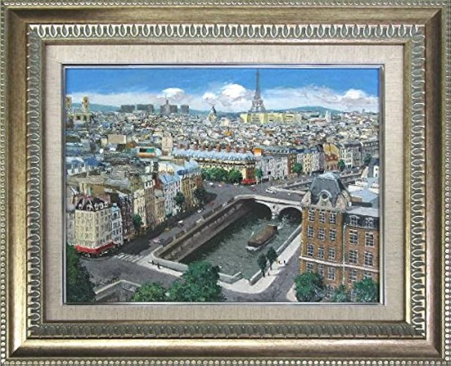 1975年 フランス パリ 風景画 額付き 1975年 フランス パリ 風景画 額付き